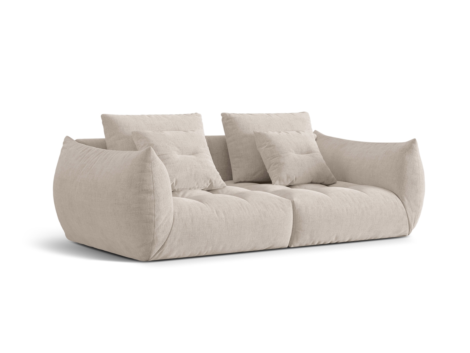 Micadoni Sofa Bloom 3-Sitzer Strukturierter Stoff Dunkelbeige