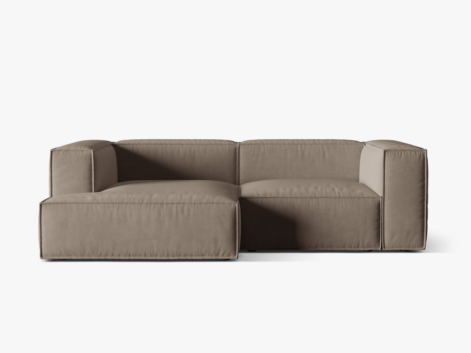 Micadoni Ecksofa Nuria 3-Sitzer Links Samt Warmes Grau