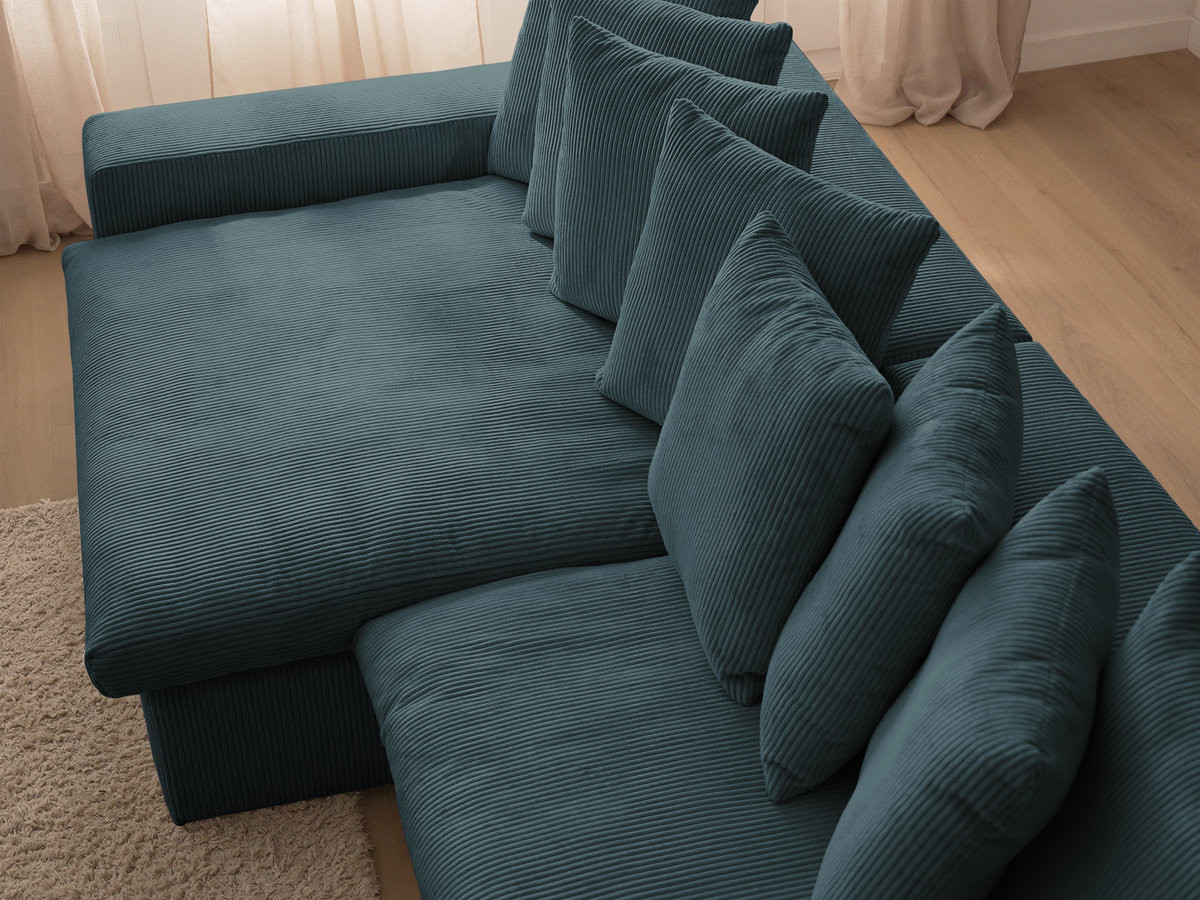Bobochic Enore Ecksofa 330 × 157 cm Cordsamt Dunkelblau Ecke links