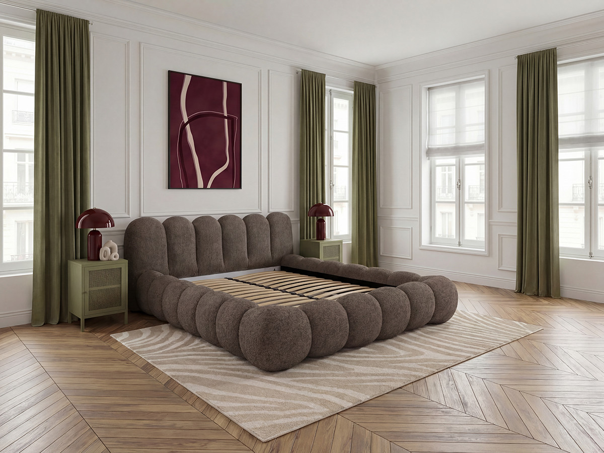 Bobochic Bobby Polsterbett Melange-Stoff Braun, Liegefläche 180 × 200 cm