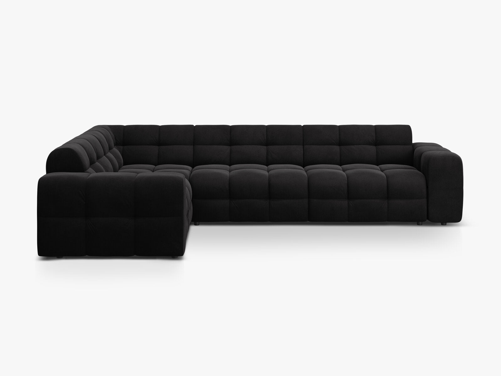 Micadoni Ecksofa Kendal 6-Sitzer Links Samt Magic Velvet Schwarz