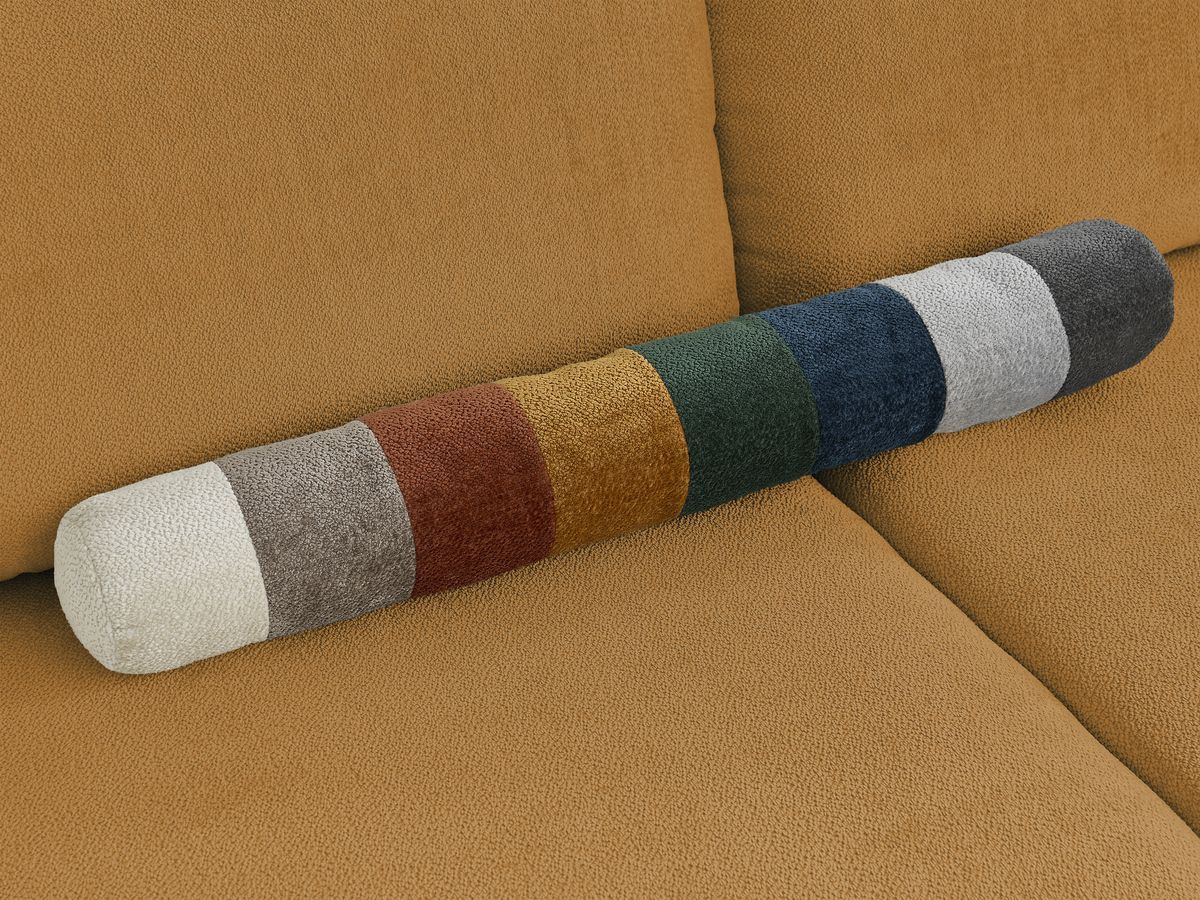 Bobochic Lucien Ecksofa mit Schlaffunktion und Bettkasten 296 × 198 cm Stoff Gelb Ecke rechts