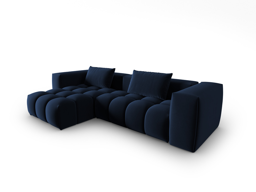 Cosmopolitan Design Ecksofa Verona 3-Sitzer Samt Casino Königsblau Links