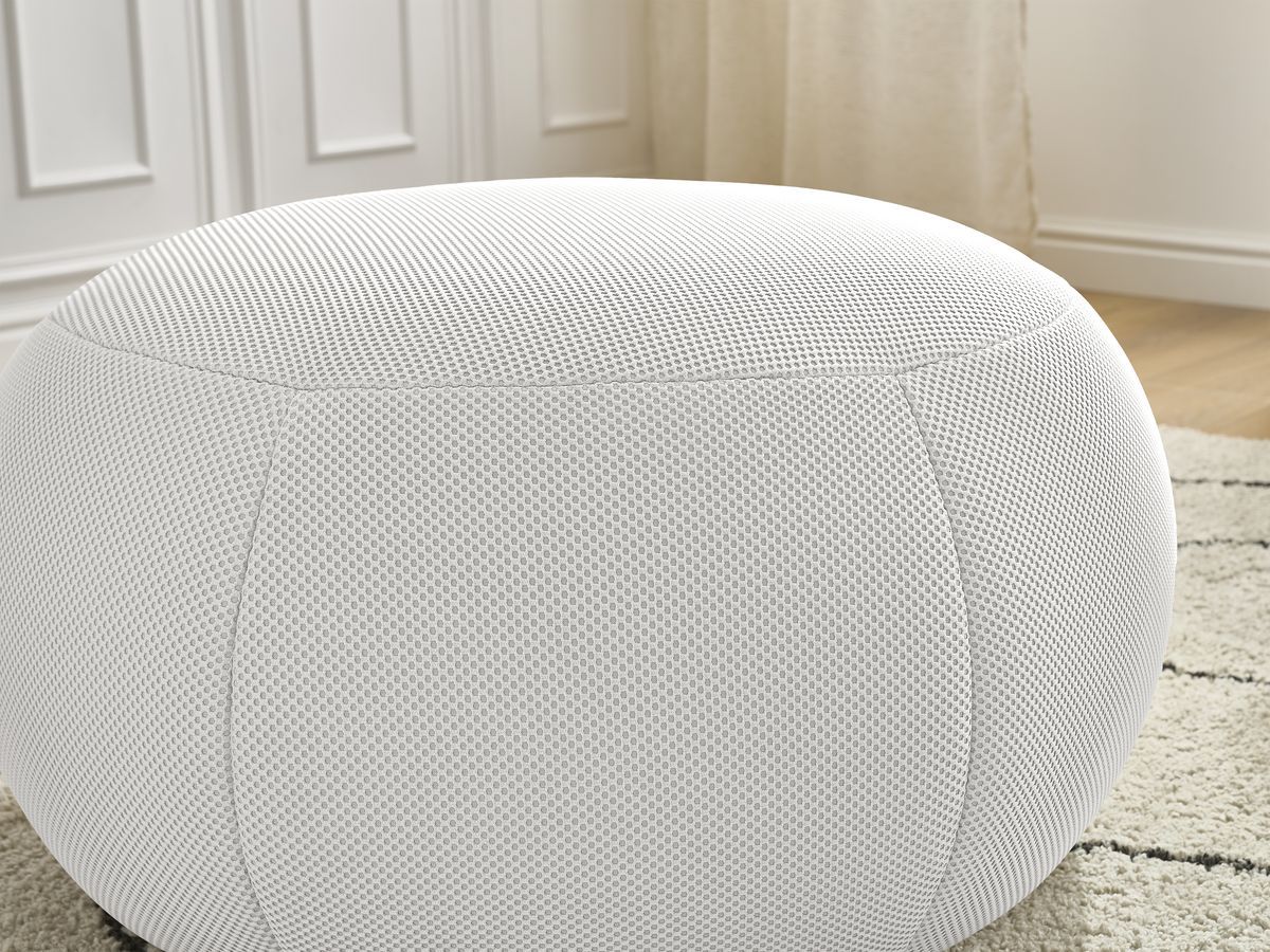 Bobochic Hayden Pouf, rund Mesh-Stoff Weiß, 76 cm