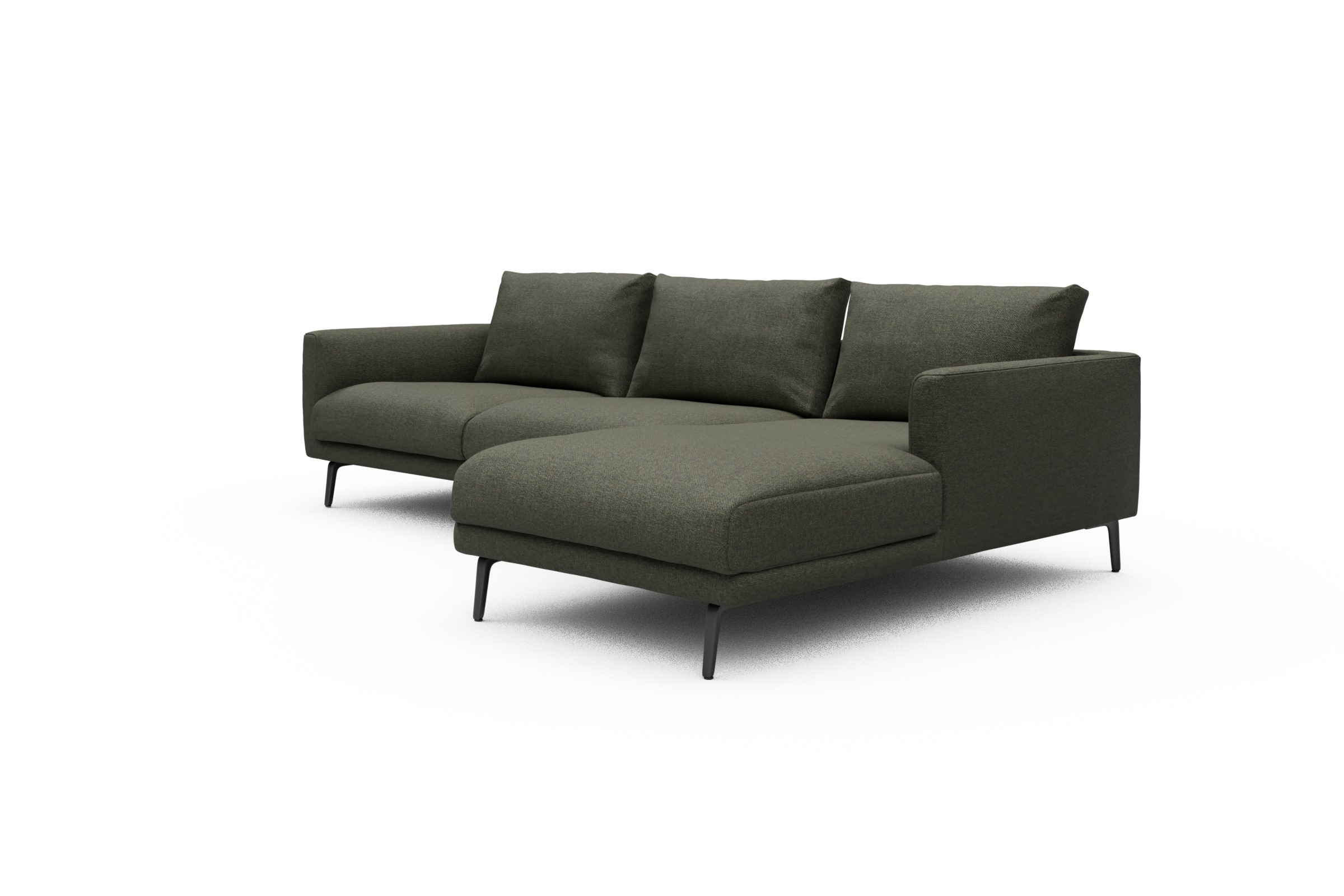 Ecksofa Karl Chaiselongue rechts mit 2,5-Sitzer Sama-Winter-Moss