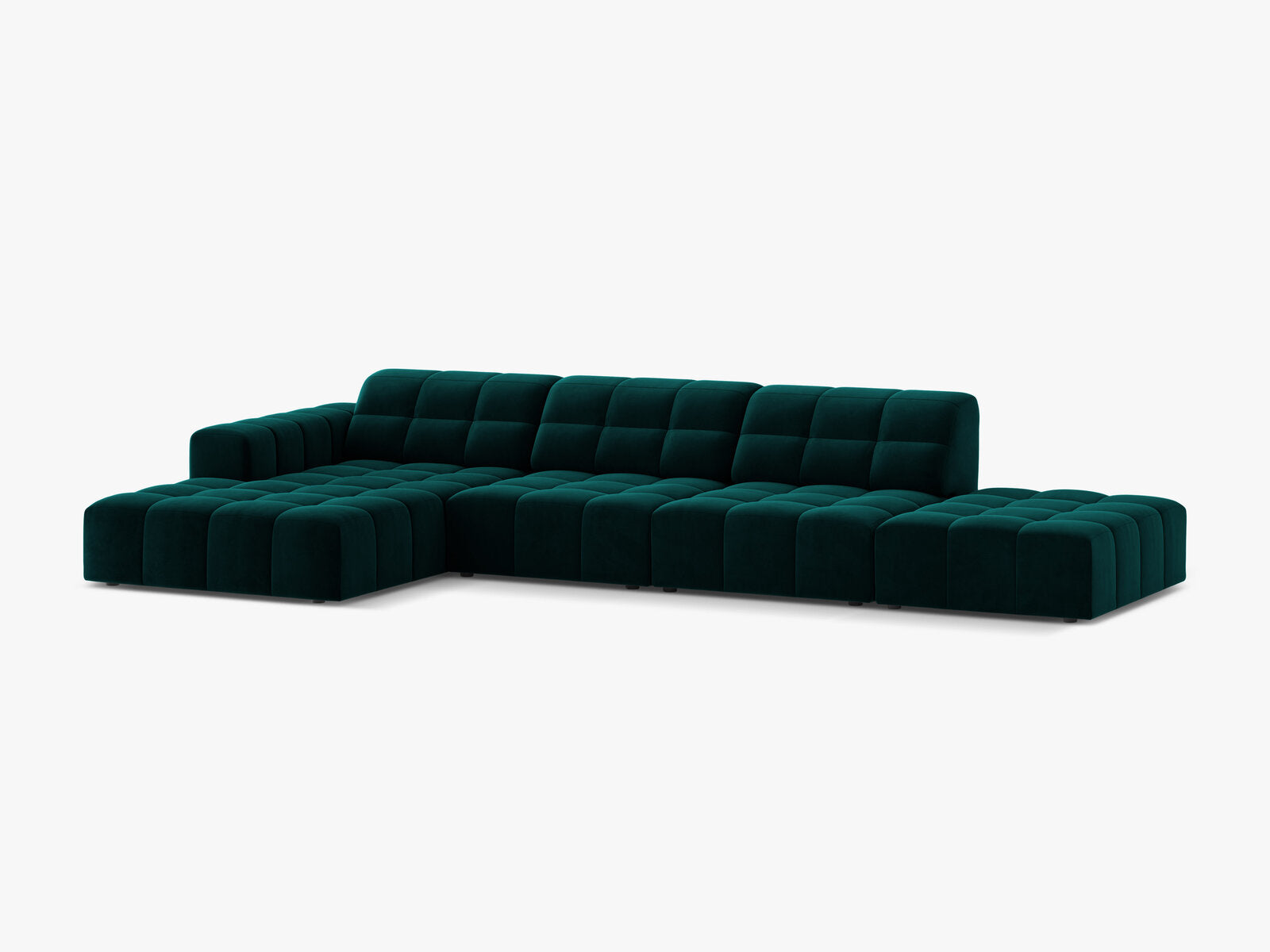 Micadoni Ecksofa Jennifer 5-Sitzer Links Samt Venus Dunkel Petrol