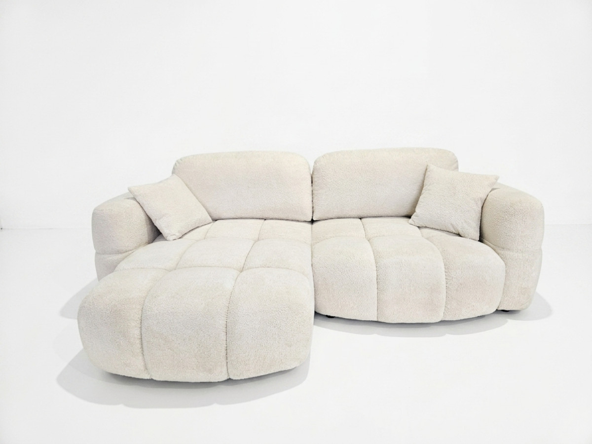 Bobochic Madison Ecksofa mit Schlaffunktion und Bettkasten Stoff Beige