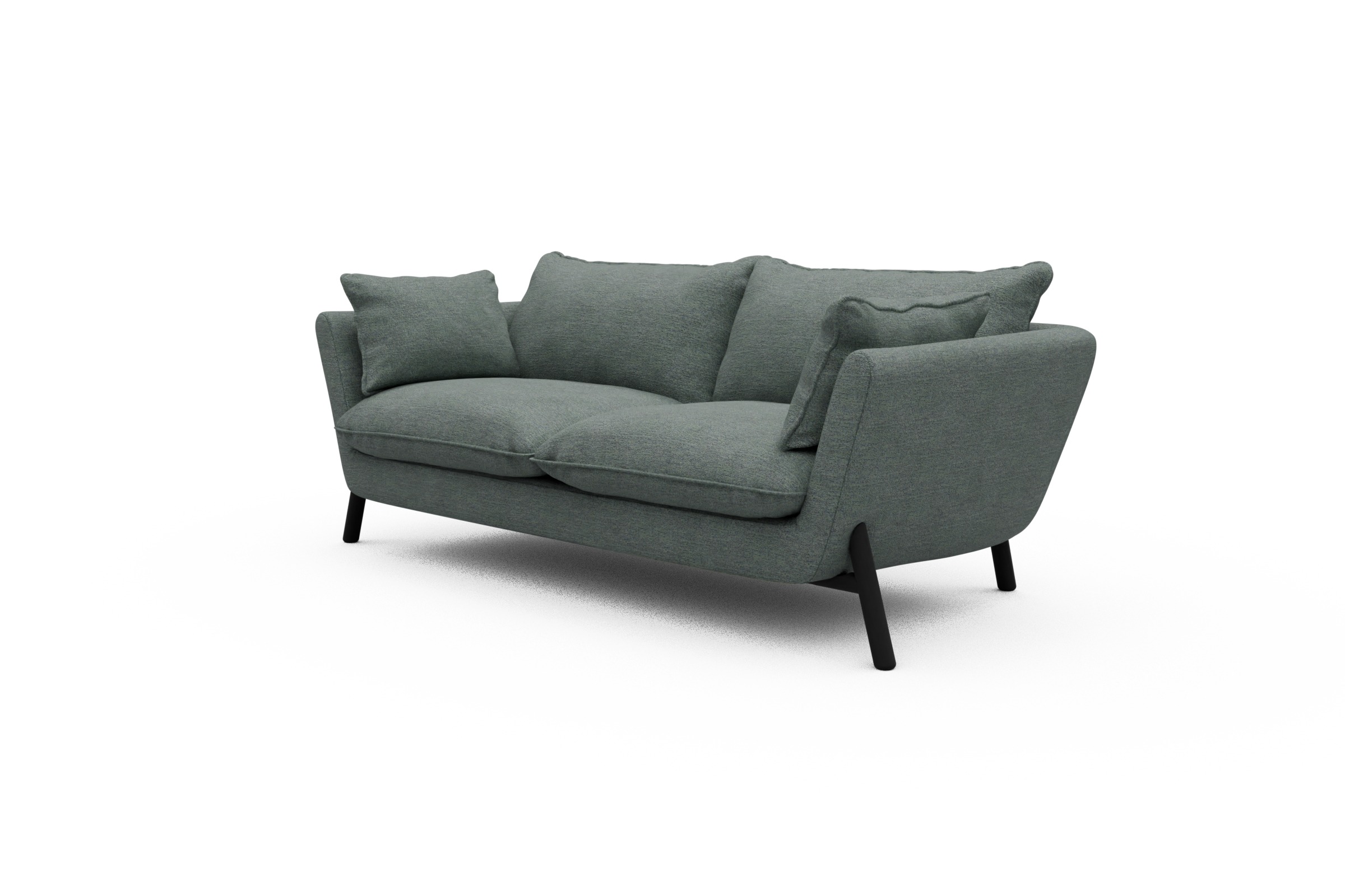 Sofa Emil PREMIUM 2-Sitzer Beinfarbe Eiche Schwarz Carreno-Ice-Blue