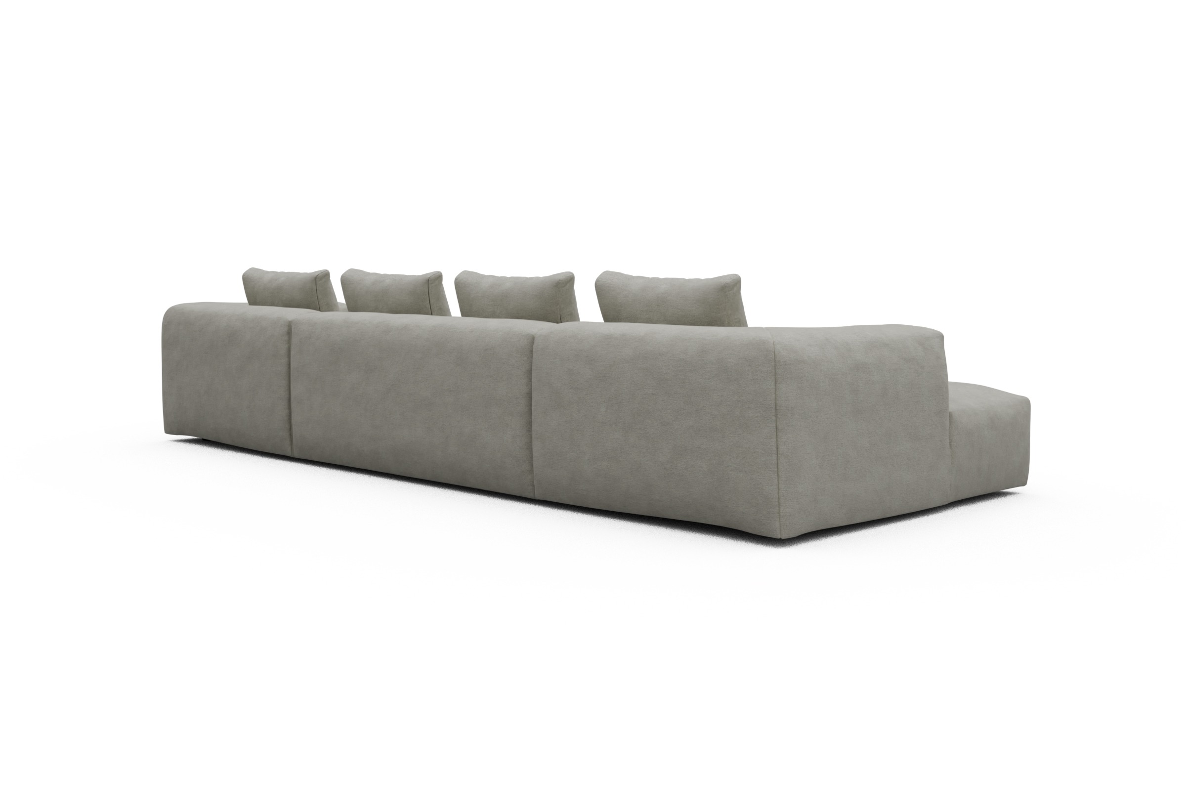 Wohnlandschaft Fred mit 2-Sitzer und Chaiselongue beidseitig Carreno-Moon-Stone-White