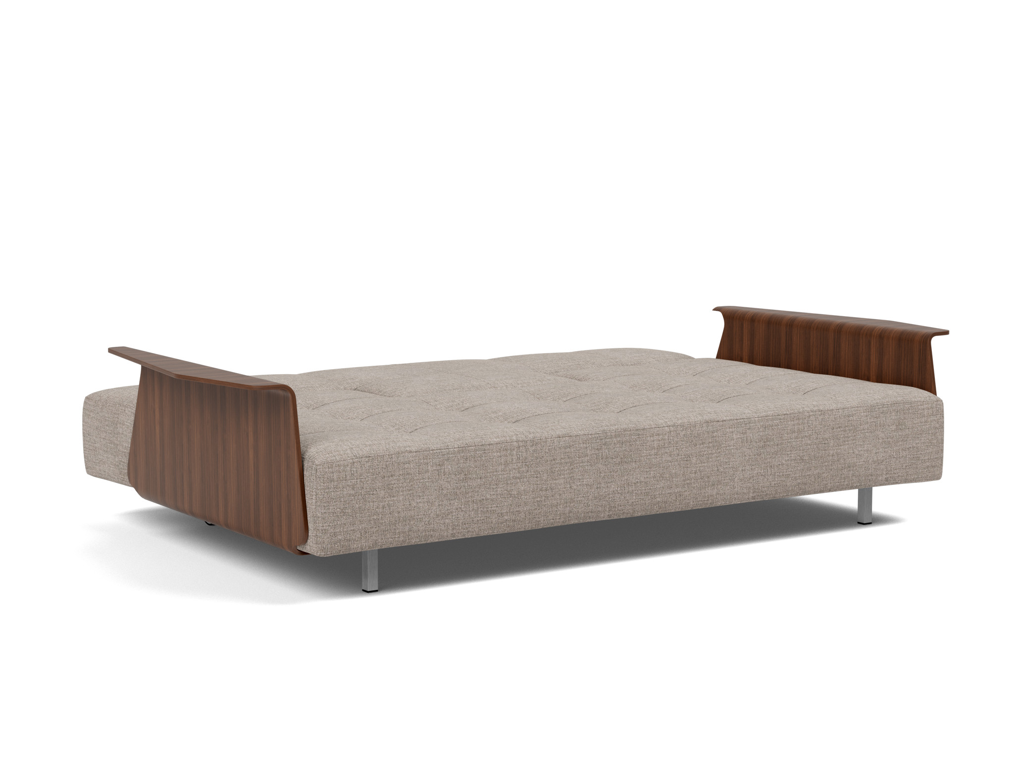 Schlafsofa Long Horn D.E.L. mit Armlehnen Chenille Yuveno 472-Warm-Grey