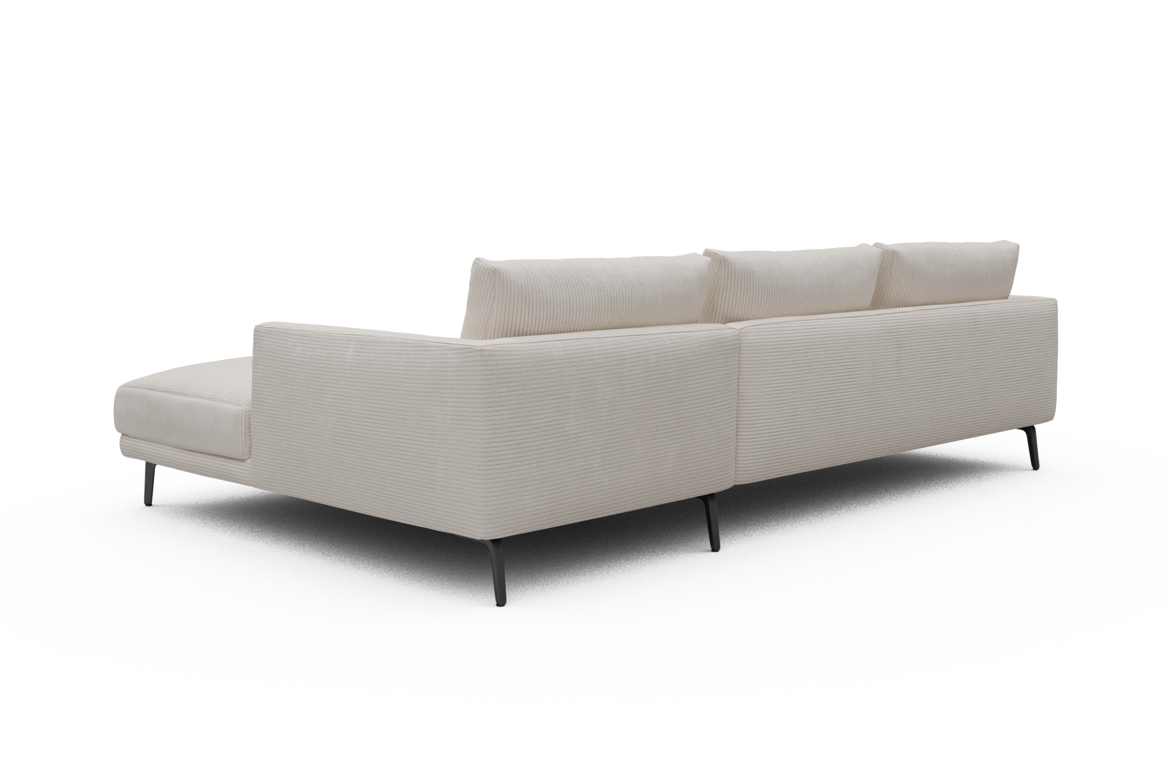 Ecksofa Karl Chaiselongue rechts mit 2,5-Sitzer Corduroy-Ivory