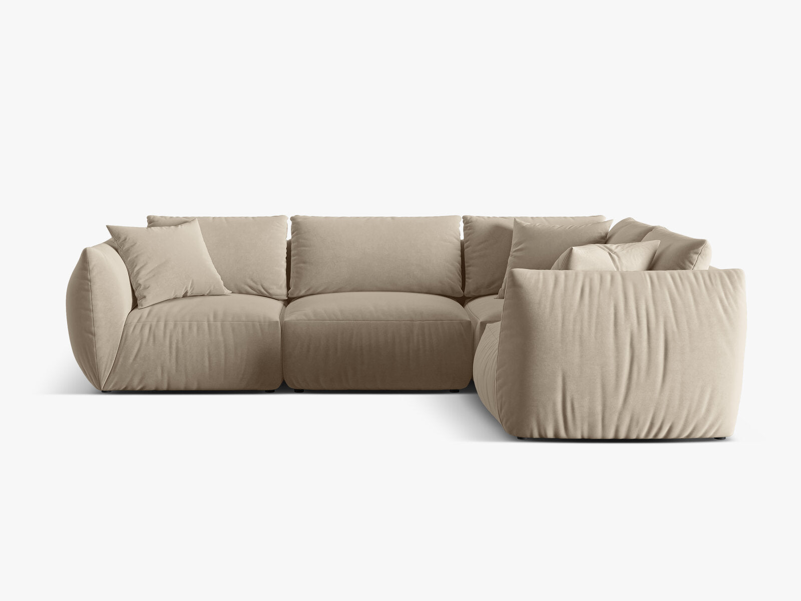 Micadoni Ecksofa Chris 4-Sitzer Rechts Samt Ecru