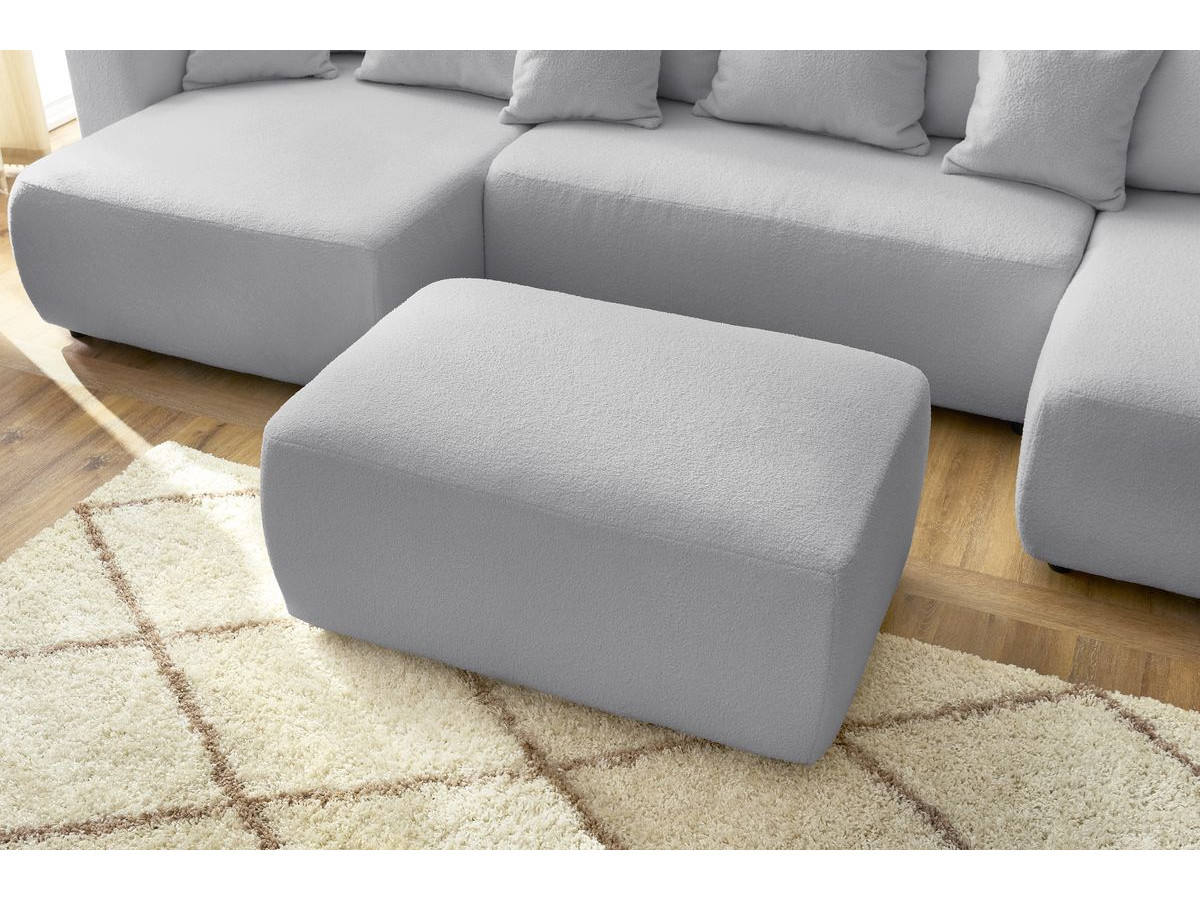 Bobochic Envy Wohnlandschaft mit rechteckigem Pouf Bouclé-Stoff Hellgrau