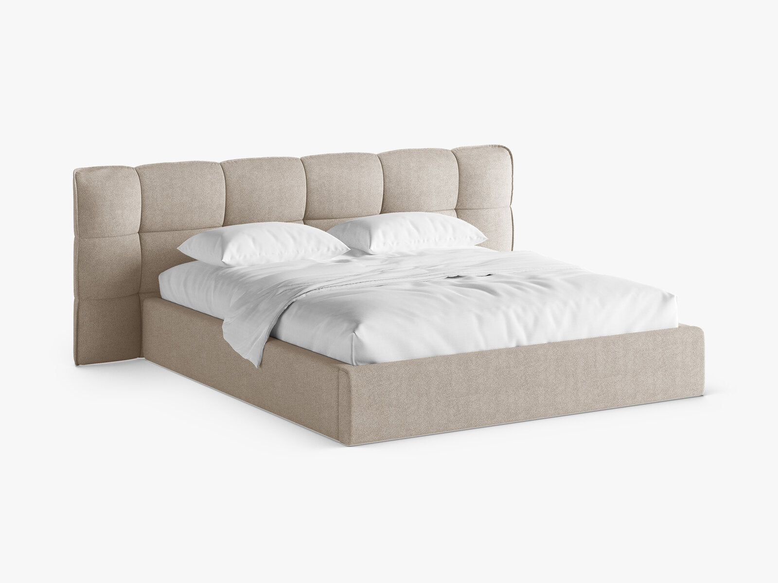 Micadoni Stauraumbett mit Kopfteil Eric Boucle Sicuro Dunkelbeige 200x200