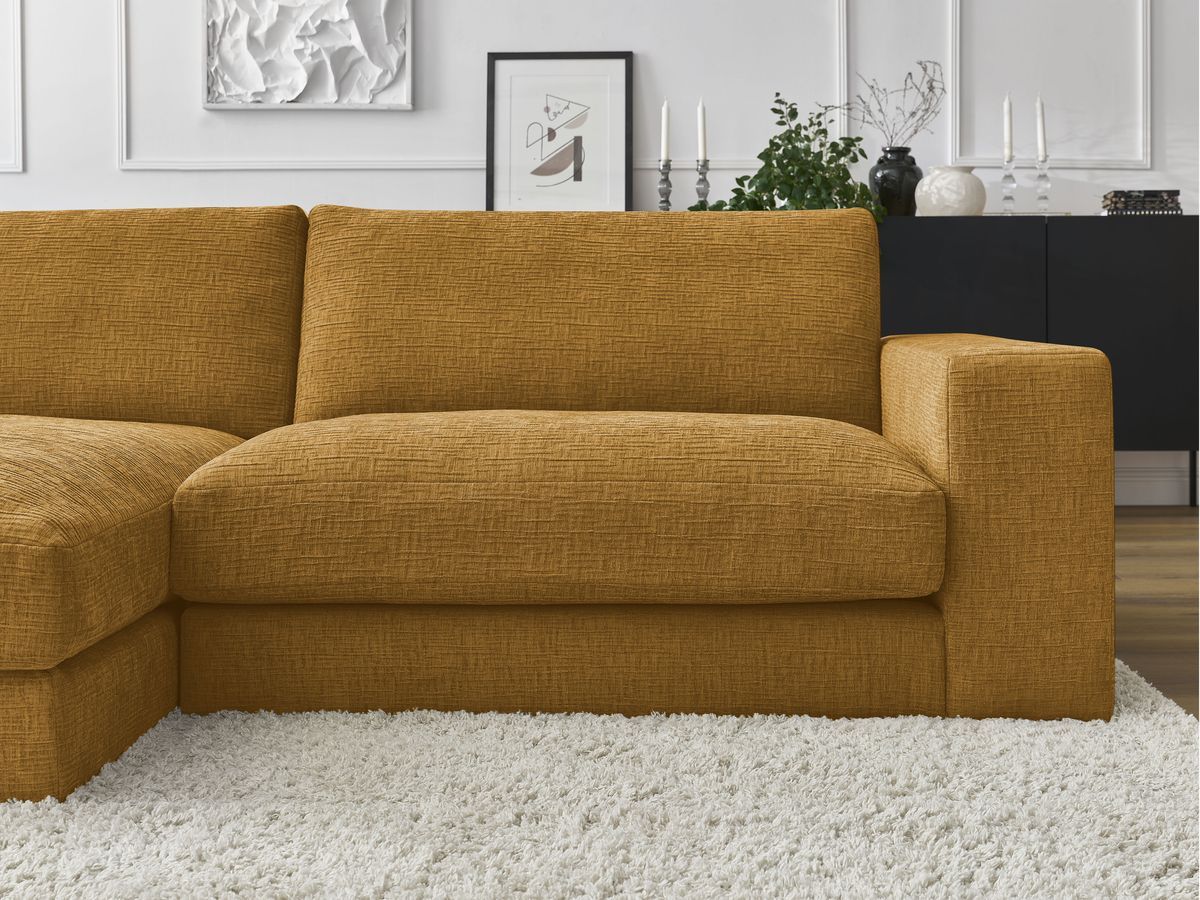 Bobochic Leonard Ecksofa 234 × 159 cm Strukturstoff Gelb Ecke links