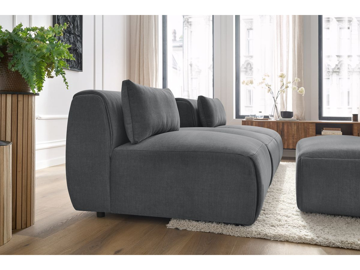 Bobochic Jeanne Sofa 4-Sitzer mit Pouf Samt Dunkelgrau