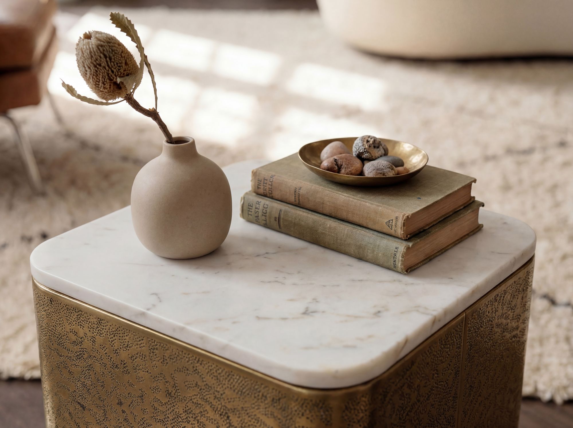 Beistelltisch Tjelta Marmor Gold 33 × 33 × 47 cm