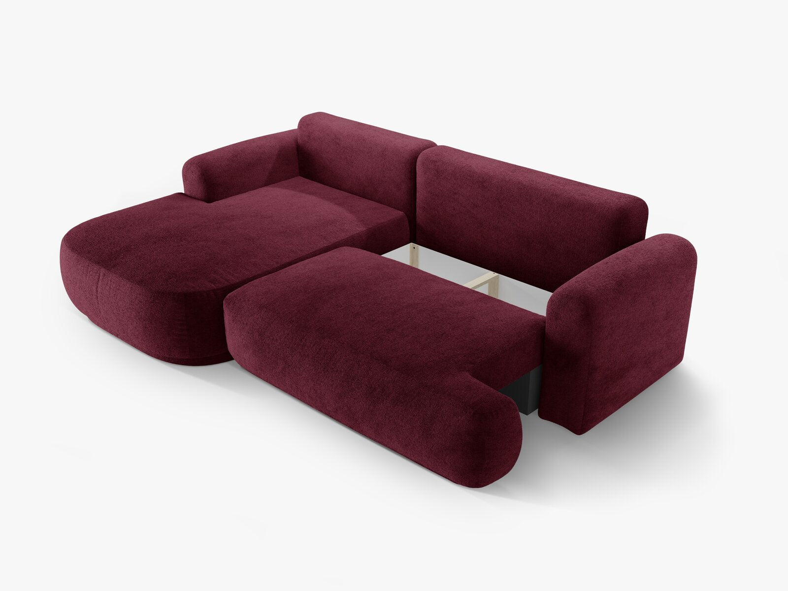 Micadoni Ella Ecksofa mit Bettfunktion und Stauraum Links Strukturierter Stoff Sorella Burgundfarben