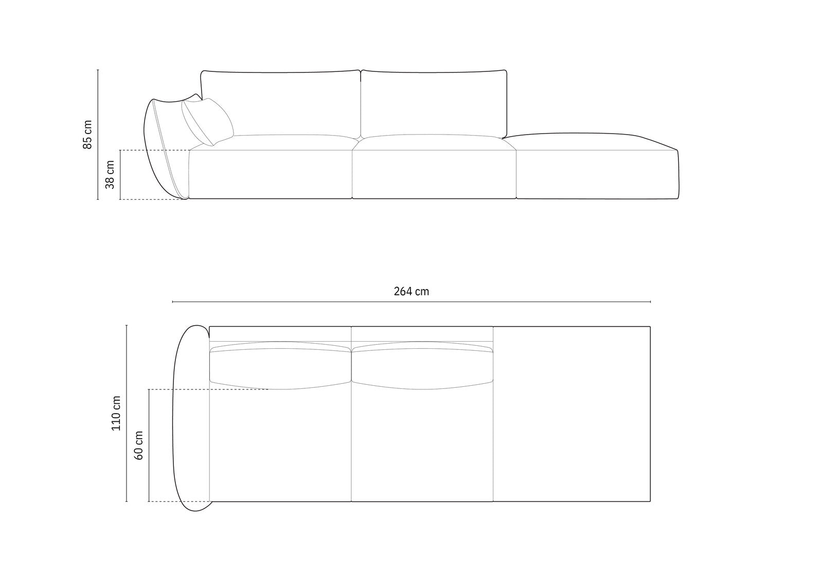 Micadoni Sofa Kaelle 4-Sitzer Rechts Chenille Over The Horizon Grün