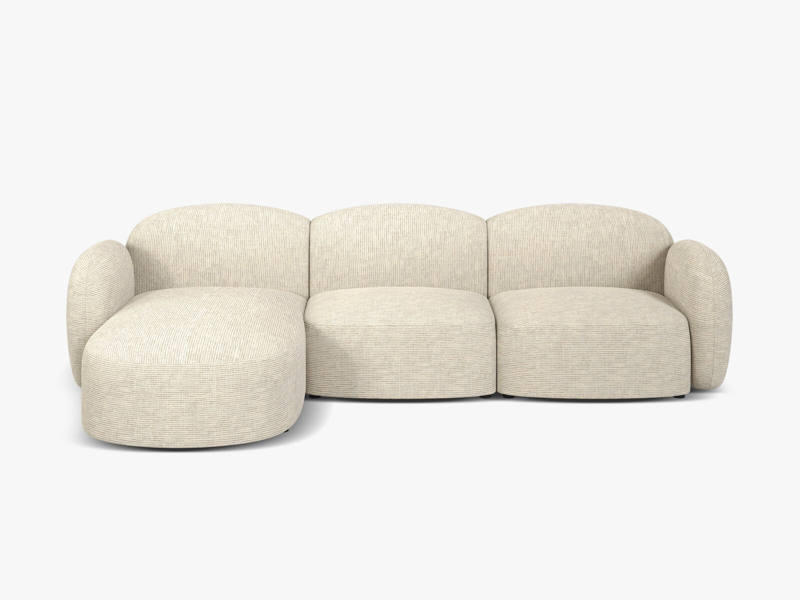 Micadoni Ecksofa Blair 4-Sitzer Links Strukturierter Stoff Baltimore Helles Beige