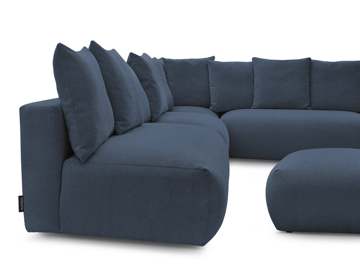 Bobochic Voltaire Ecksofa mit Pouf 322 × 268 cm Melange-Stoff Dunkelblau Ecke rechts