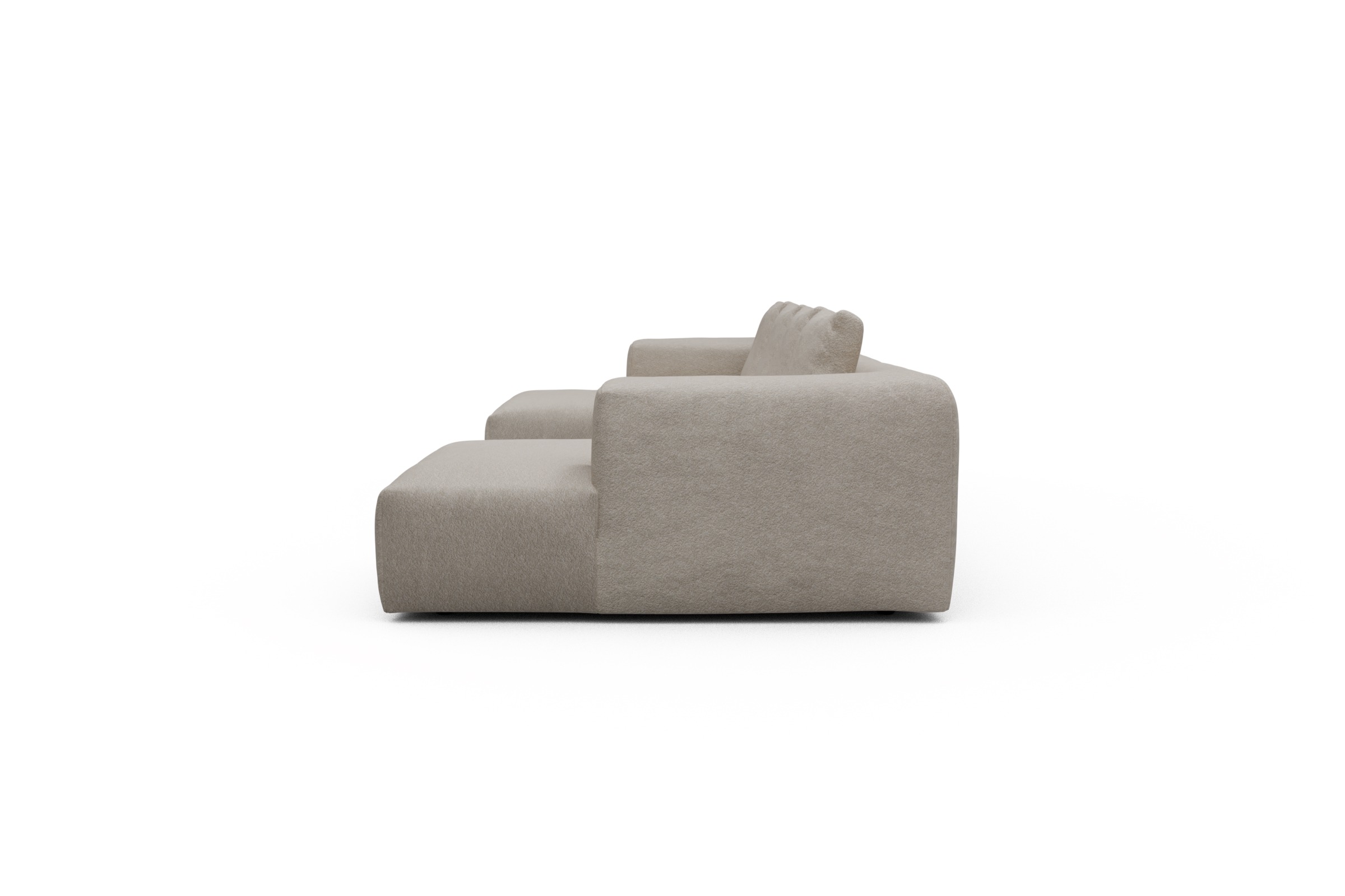Wohnlandschaft Fred mit 2-Sitzer und Chaiselongue beidseitig Aivi-Lace-Beige