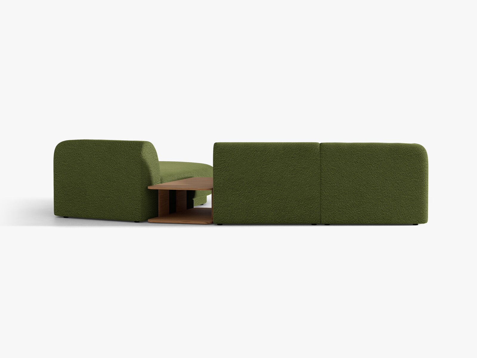 Micadoni Modulares Sofa Miley mit Recamiere 3-Sitzer Rechts Boucle Baloo Dunkel-Olivgrün