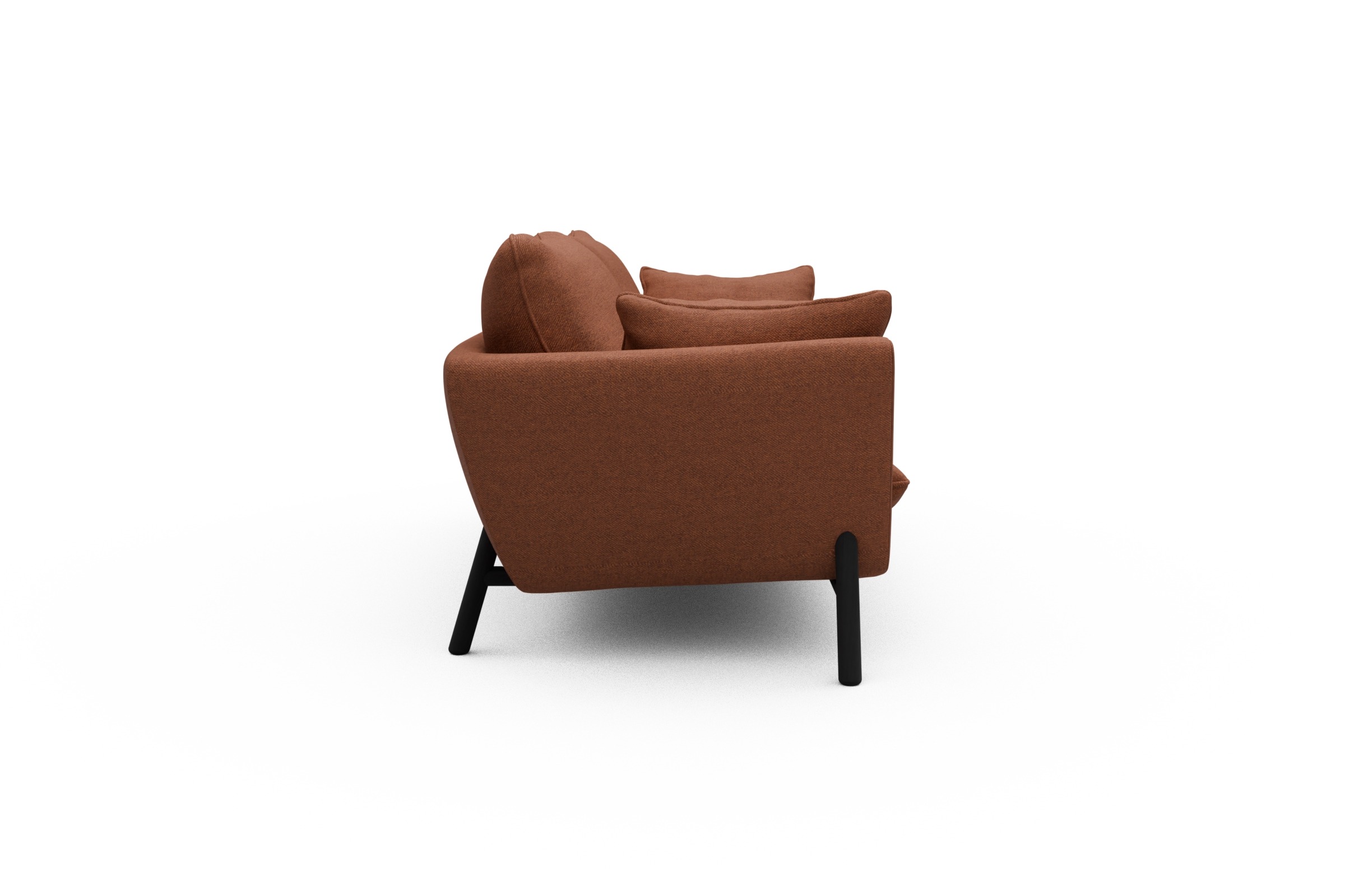 Sofa Emil 3-Sitzer Beinfarbe Eiche Schwarz Weda-Rust