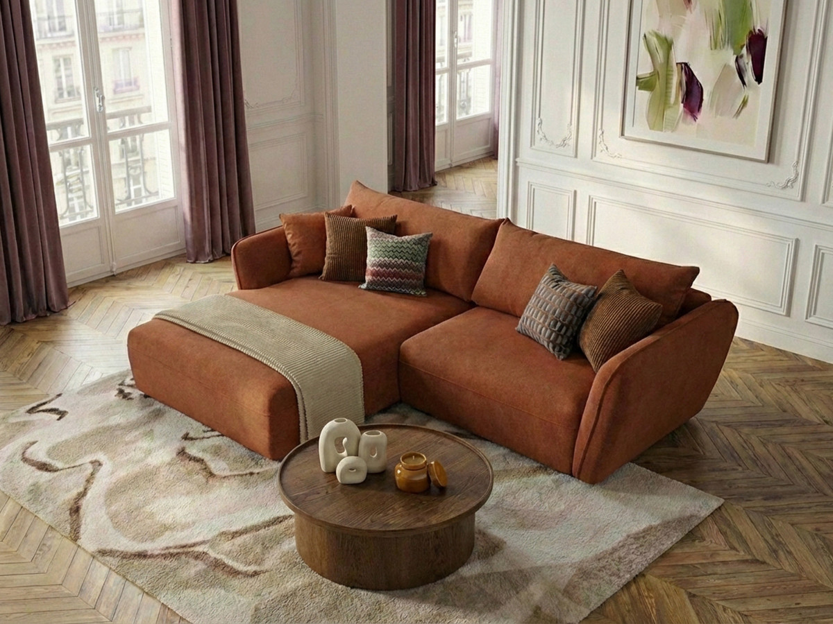 Bobochic Luigi Ecksofa Strukturstoff Orange Ecke links