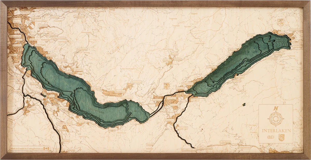 Cutting Brothers 3D Holz-Wandkarte Interlaken Brienzersee Thunersee 81 x 40.5 moebelfaktor