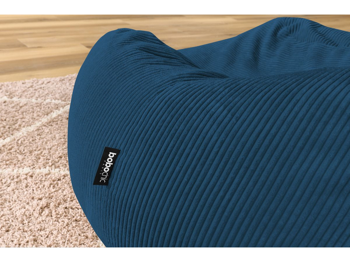 Bobochic Voltaire Pouf 120 × 70 cm Cordsamt Dunkelblau