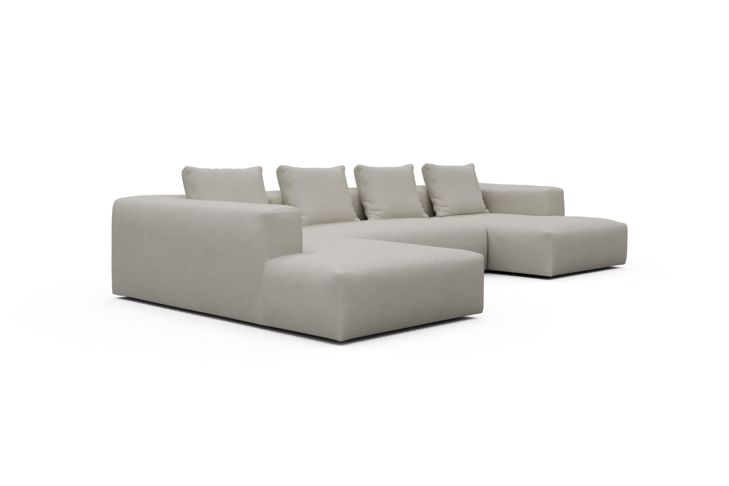 Wohnlandschaft Fred Relax-Ecke links mit 2-Sitzer und Chaiselongue rechts Strukturierter Stoff Denari 487-Clean-Beige
