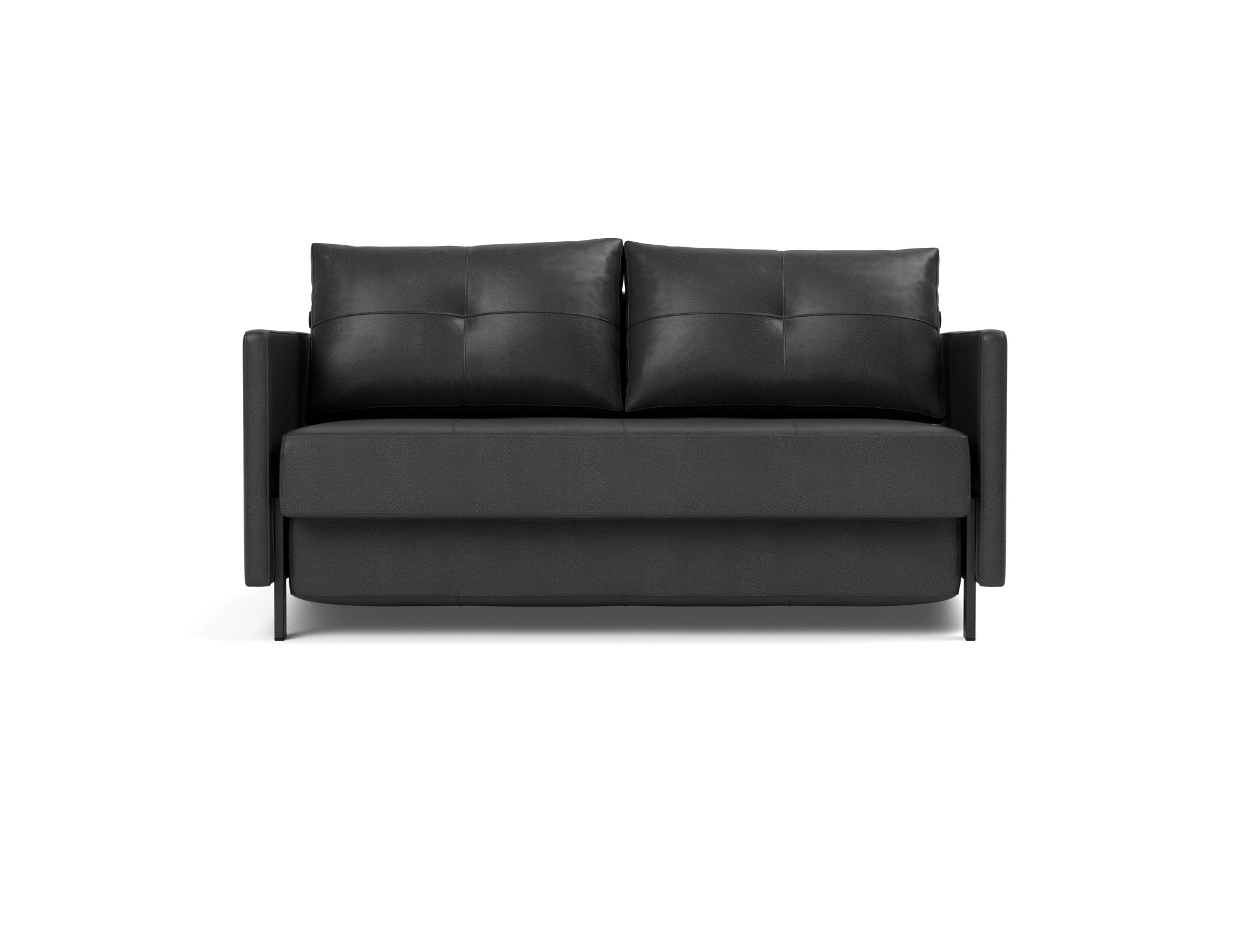 Schlafsofa Cubed mit Armlehnen 140 Lederoptik Faunal 550-Black