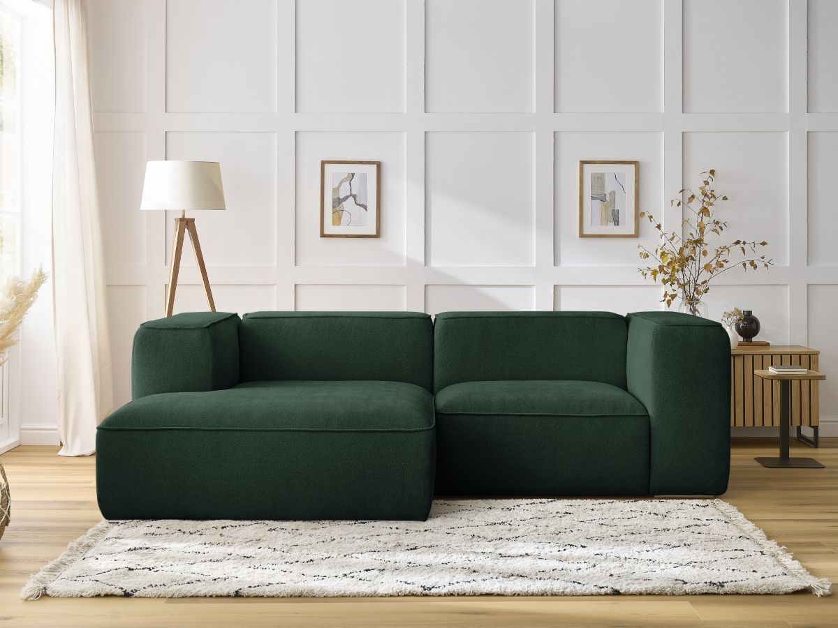 Bobochic Zephyr Ecksofa 260 × 165 cm Strukturstoff Grün Ecke links
