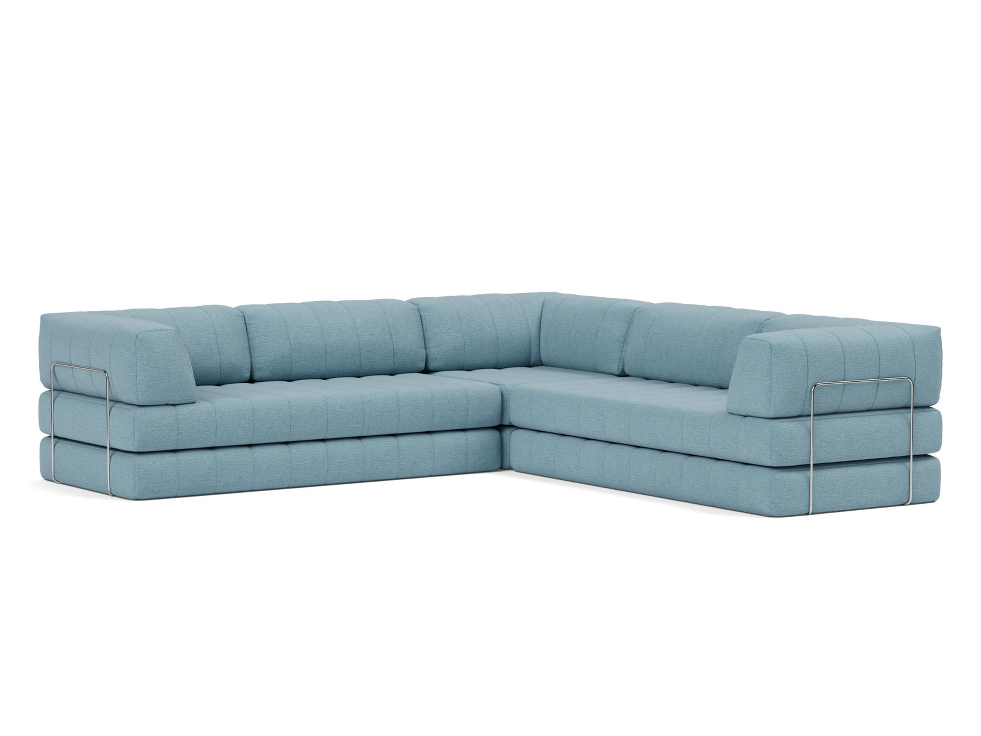 Eck-Schlafsofa CozyPad mit Armlehnen Flachgewebe Mixed Dance 525-Light-Blue