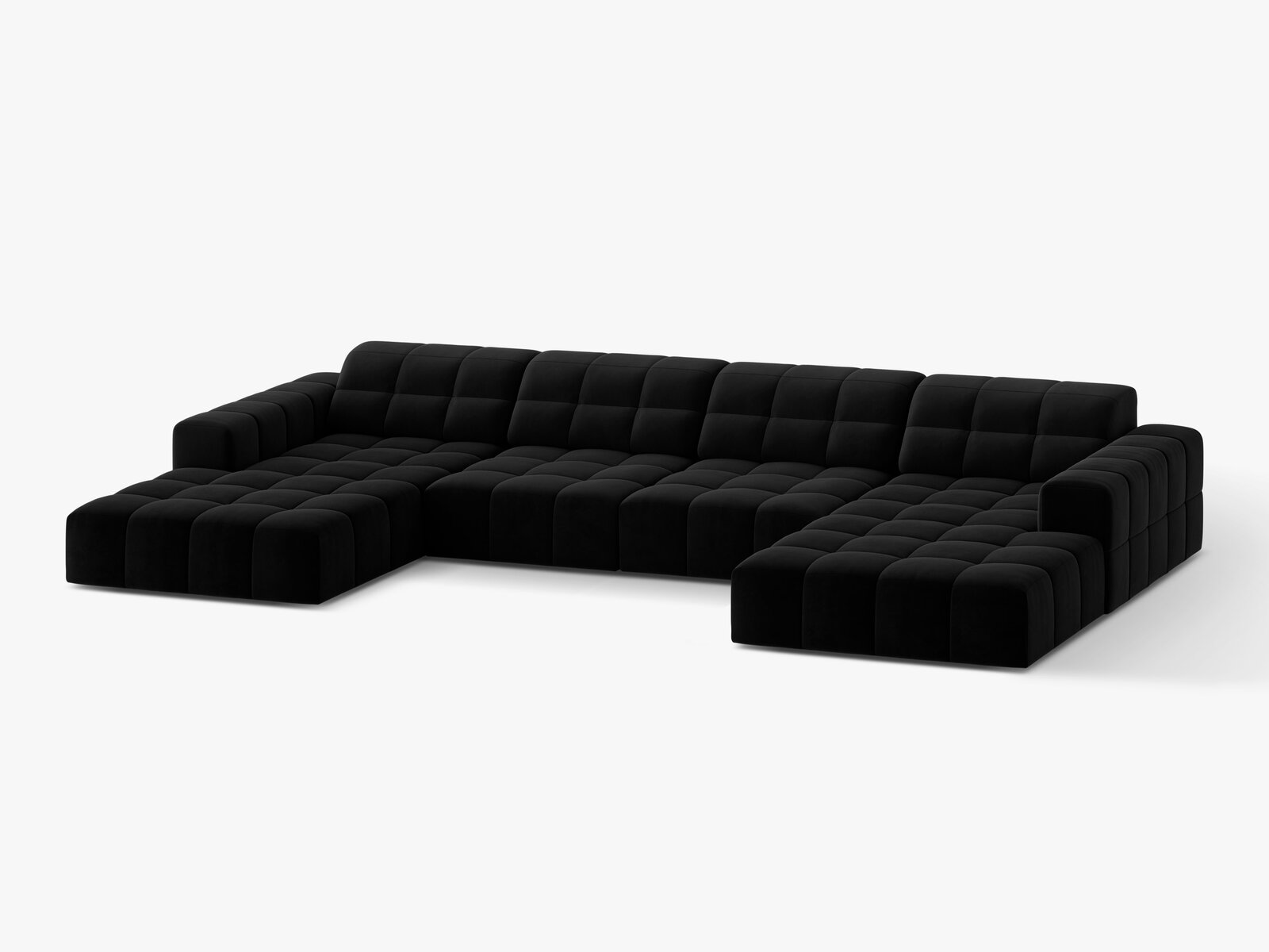 Micadoni Panorama Sofa Jennifer 6-Sitzer Samt Bluvel Schwarz