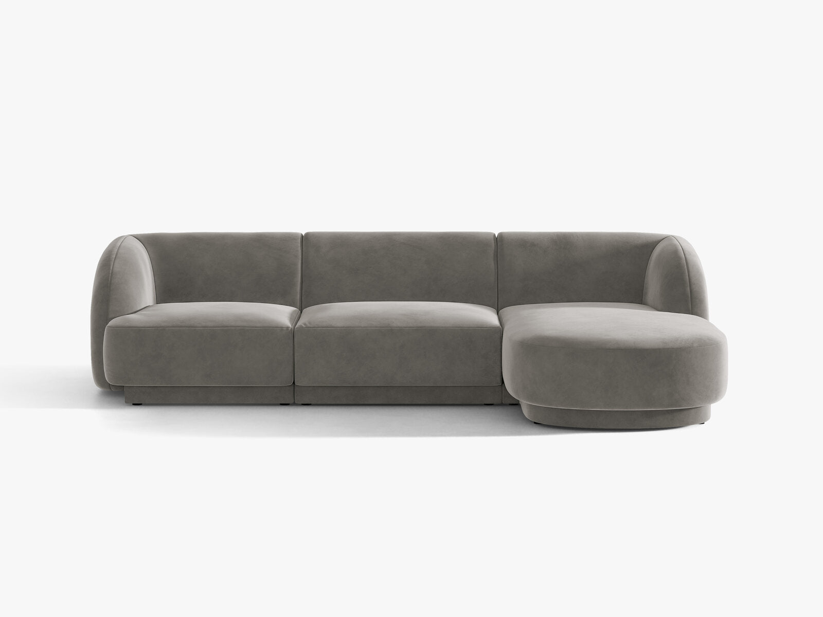 Micadoni Ecksofa Miley 4-Sitzer Rechts Samt Bluvel Hellgrau