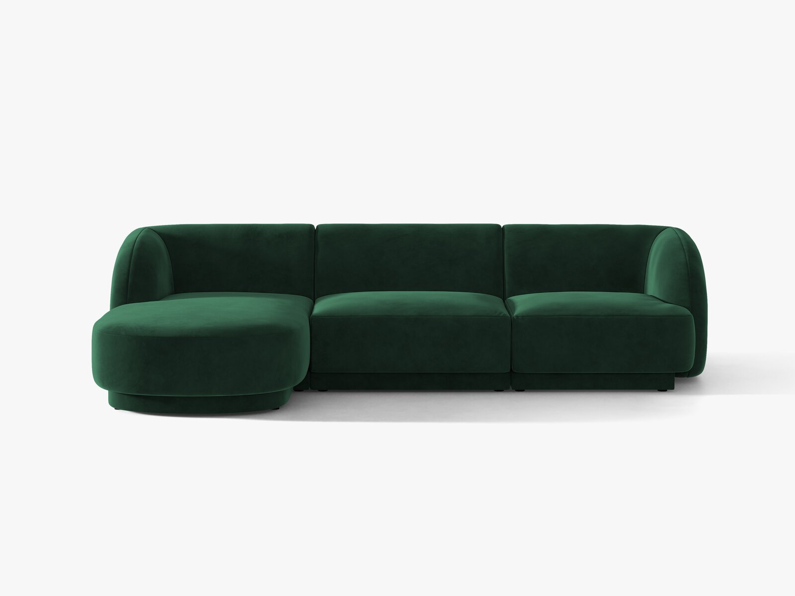 Micadoni Ecksofa Miley 4-Sitzer Samt Bluvel Flaschengrün Links