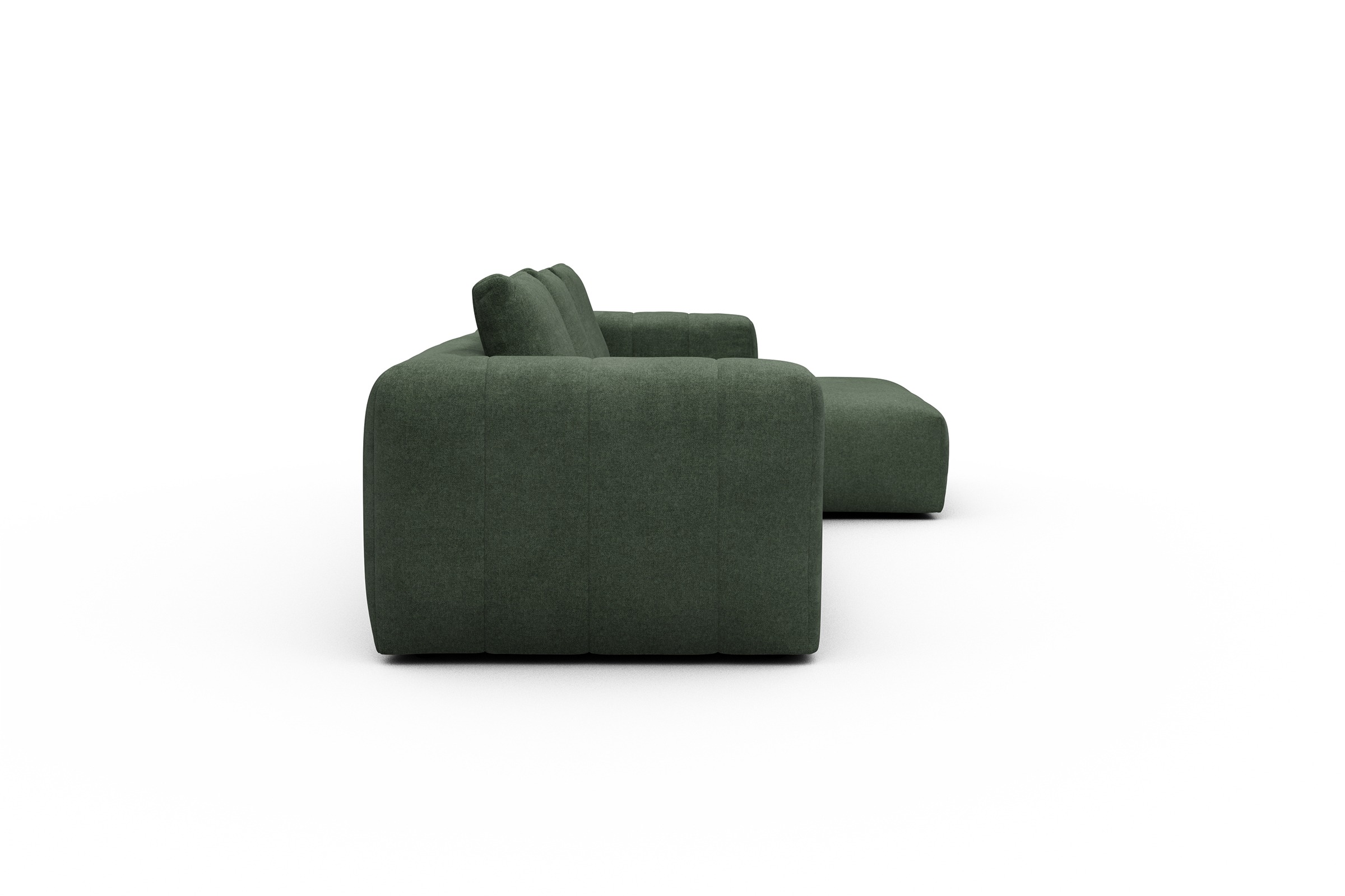 Ecksofa Hugo 2,5-Sitzer Armlehne links mit Chaiselongue Casone-Forest-Green