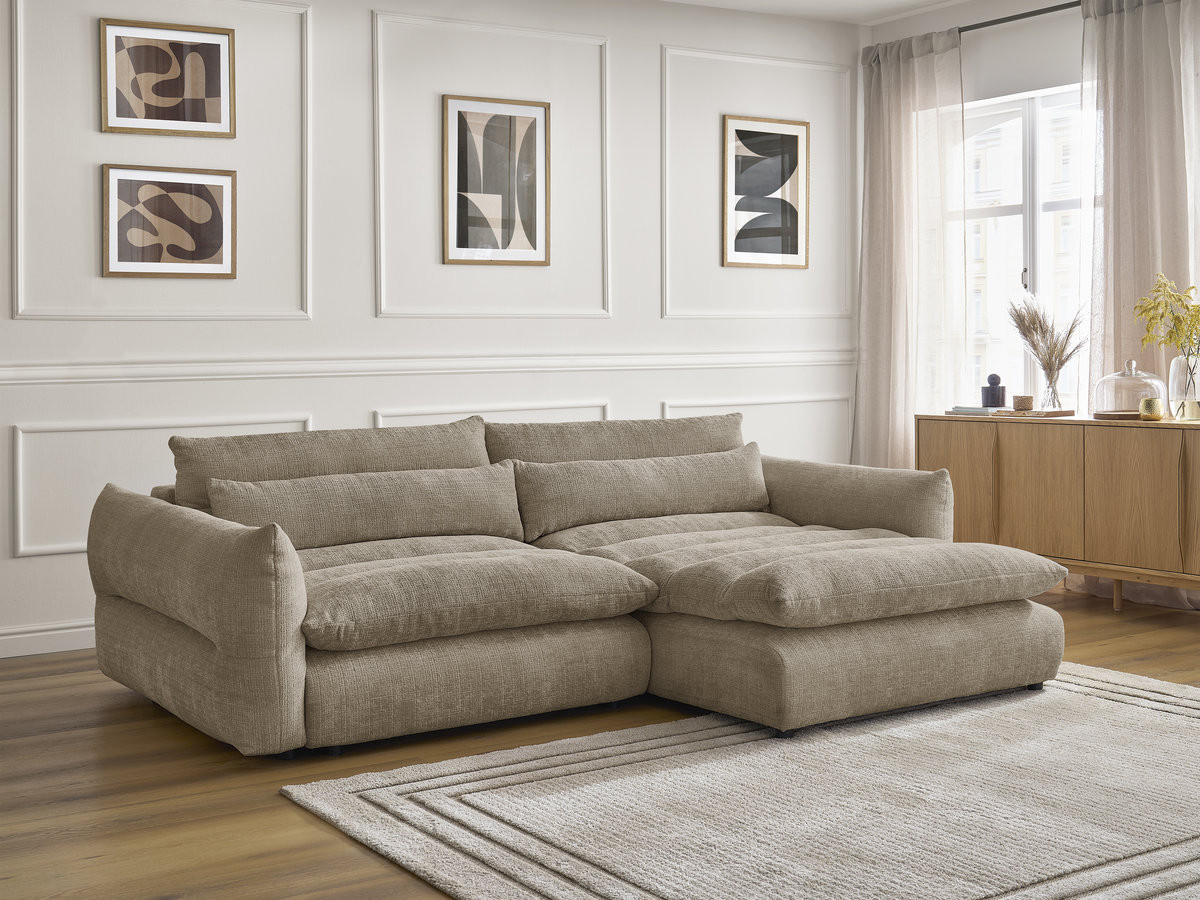 Bobochic Neil Ecksofa Strukturstoff Taupe Ecke rechts