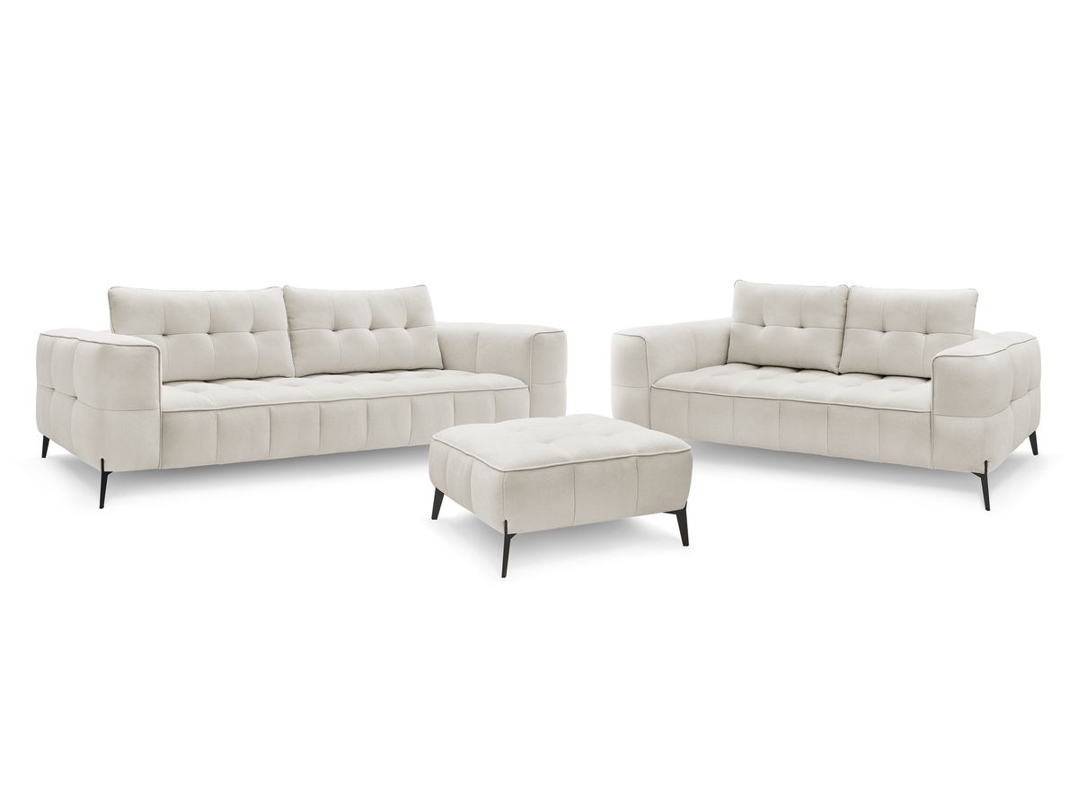 Bobochic Anis Sofa-Set 3- und 2-Sitzer mit Pouf Strukturstoff Beige