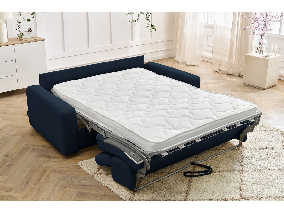Bobochic Monaco Schlafsofa 3-Sitzer Stoff Dunkelblau, Liegefläche 140 × 190 cm