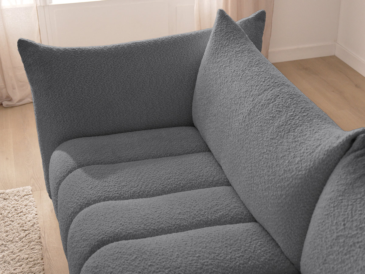 Bobochic Azra Ecksofa 325 × 112 cm Bouclé-Stoff Dunkelgrau Ecke links