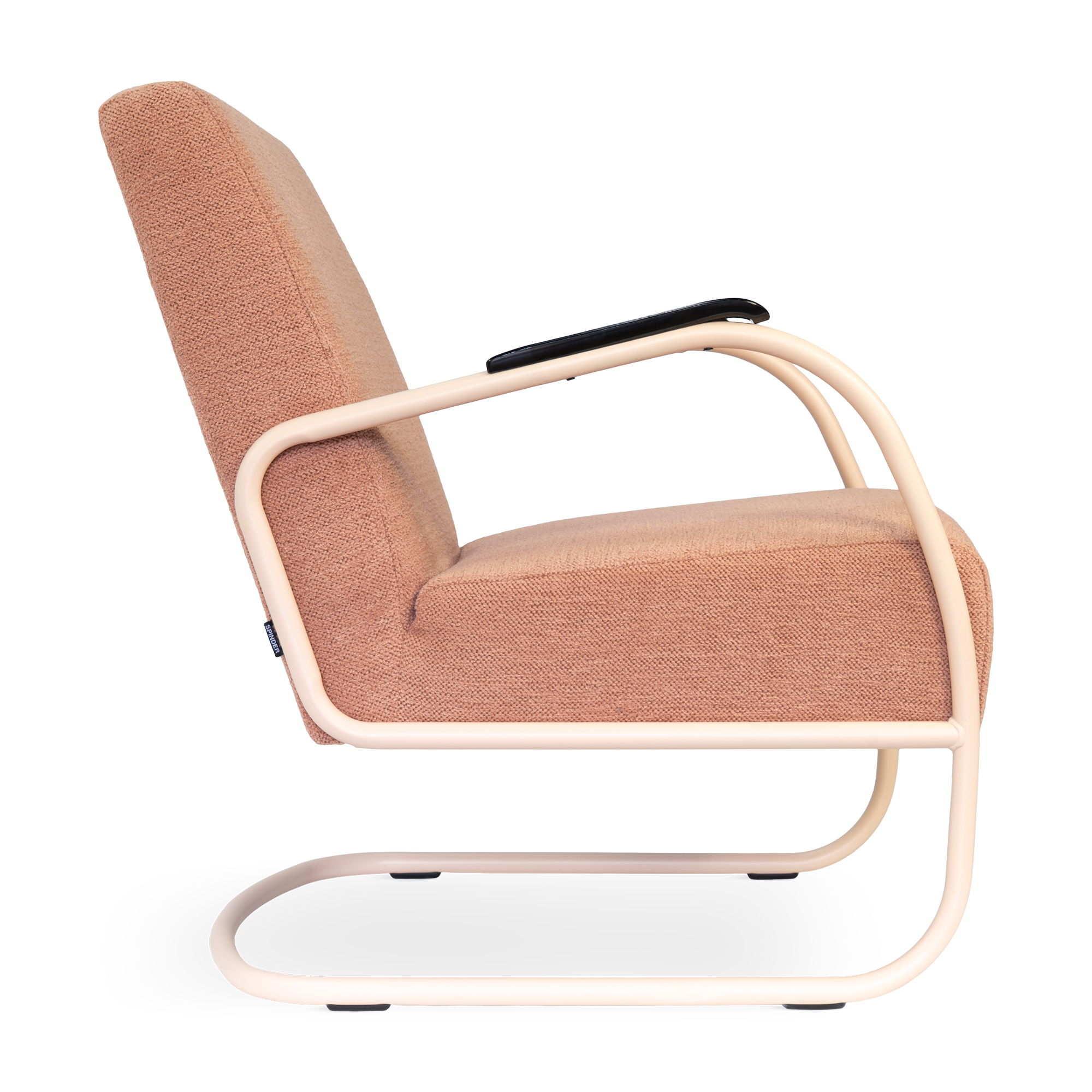 Spinder Design Retro Sessel Peachy Rosé / Blush Bouclé – Seitenansicht, freigestellt
