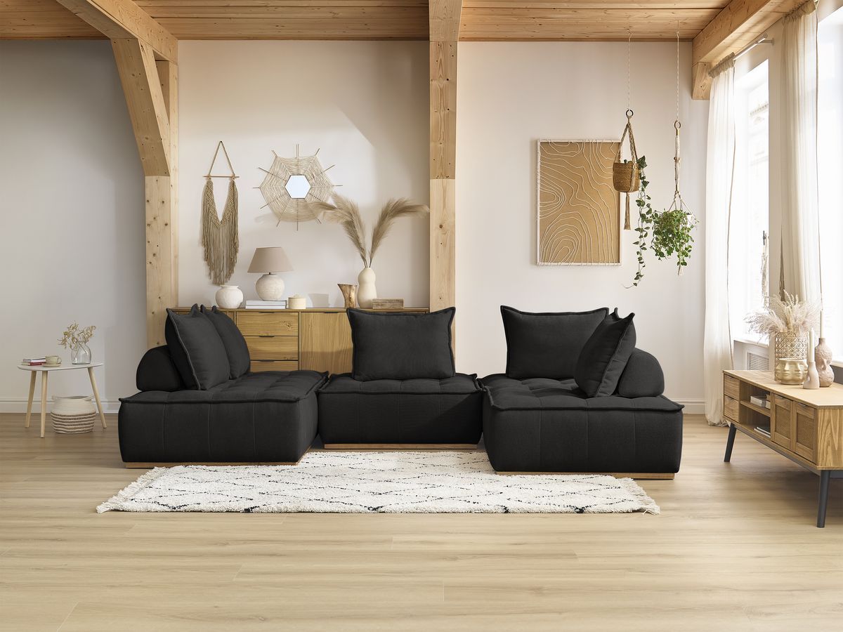 Bobochic Elisa Wohnlandschaft Strukturstoff Schwarz