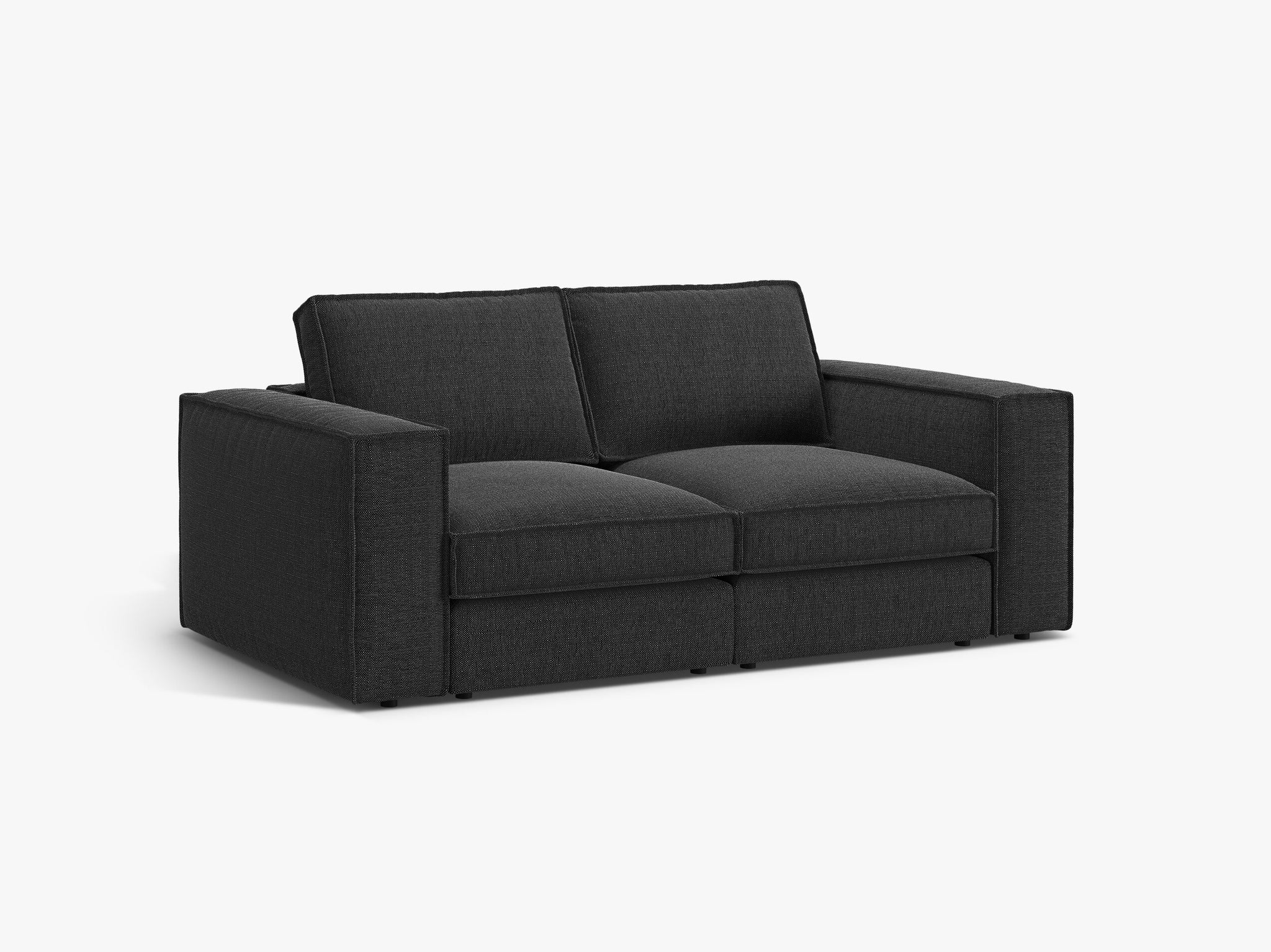 Micadoni modulares Sofa Pola 2-Sitzer Strukturierter Stoff Babel Schwarz