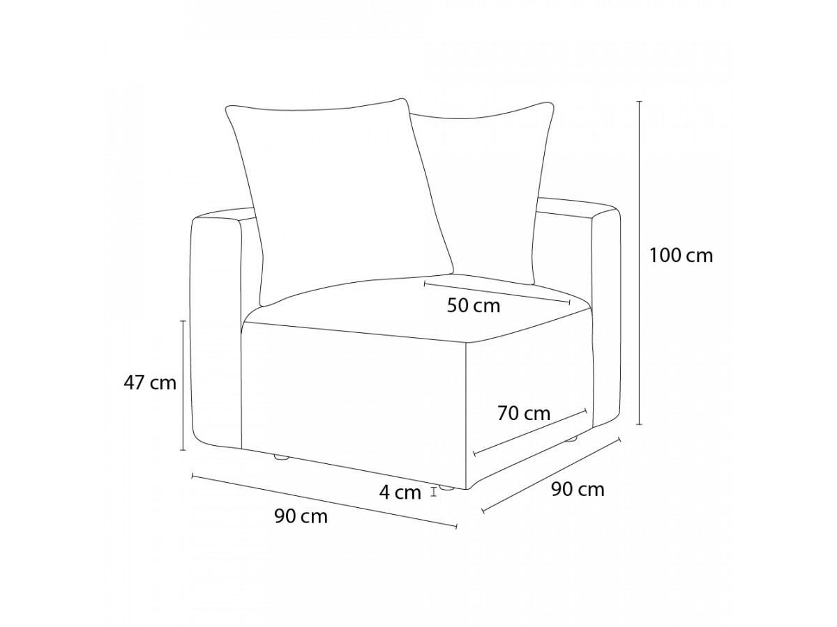 Bobochic Voltaire Eckmodul Cordsamt Rosa Ecke links
