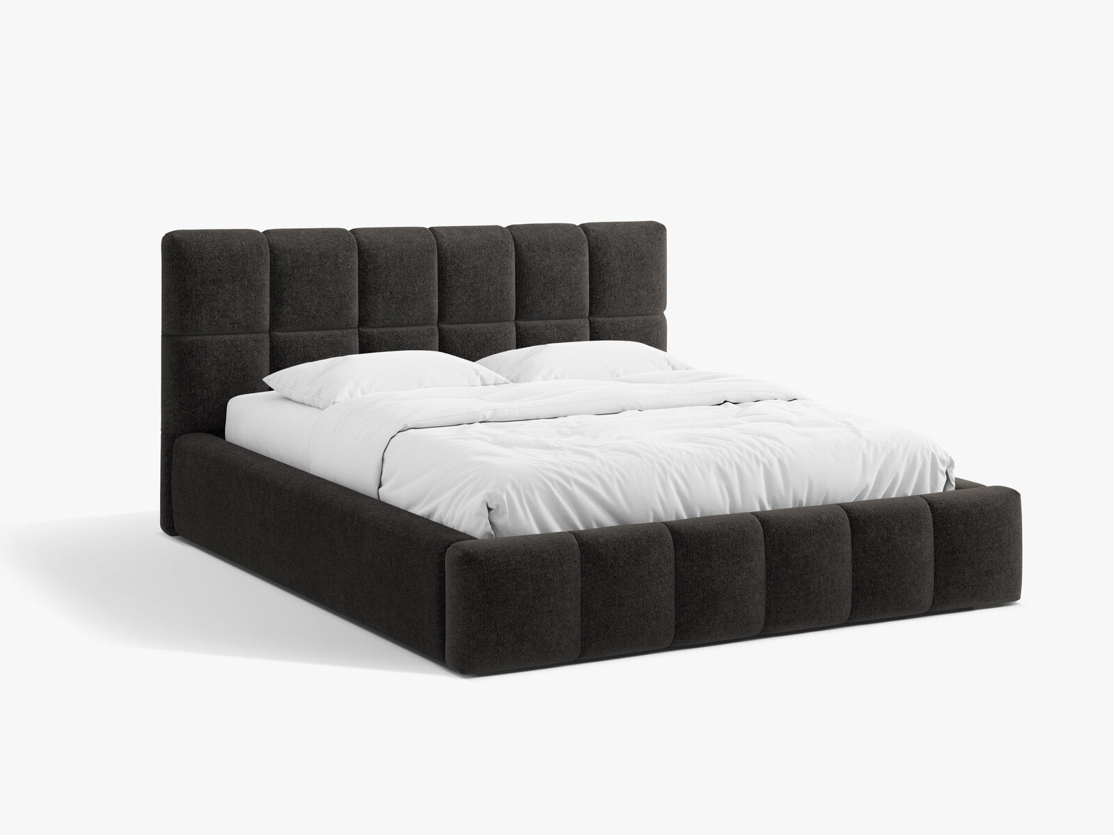 Micadoni Stauraumbett mit Kopfteil Bellis Chenille Eden Anthrazit 160x200
