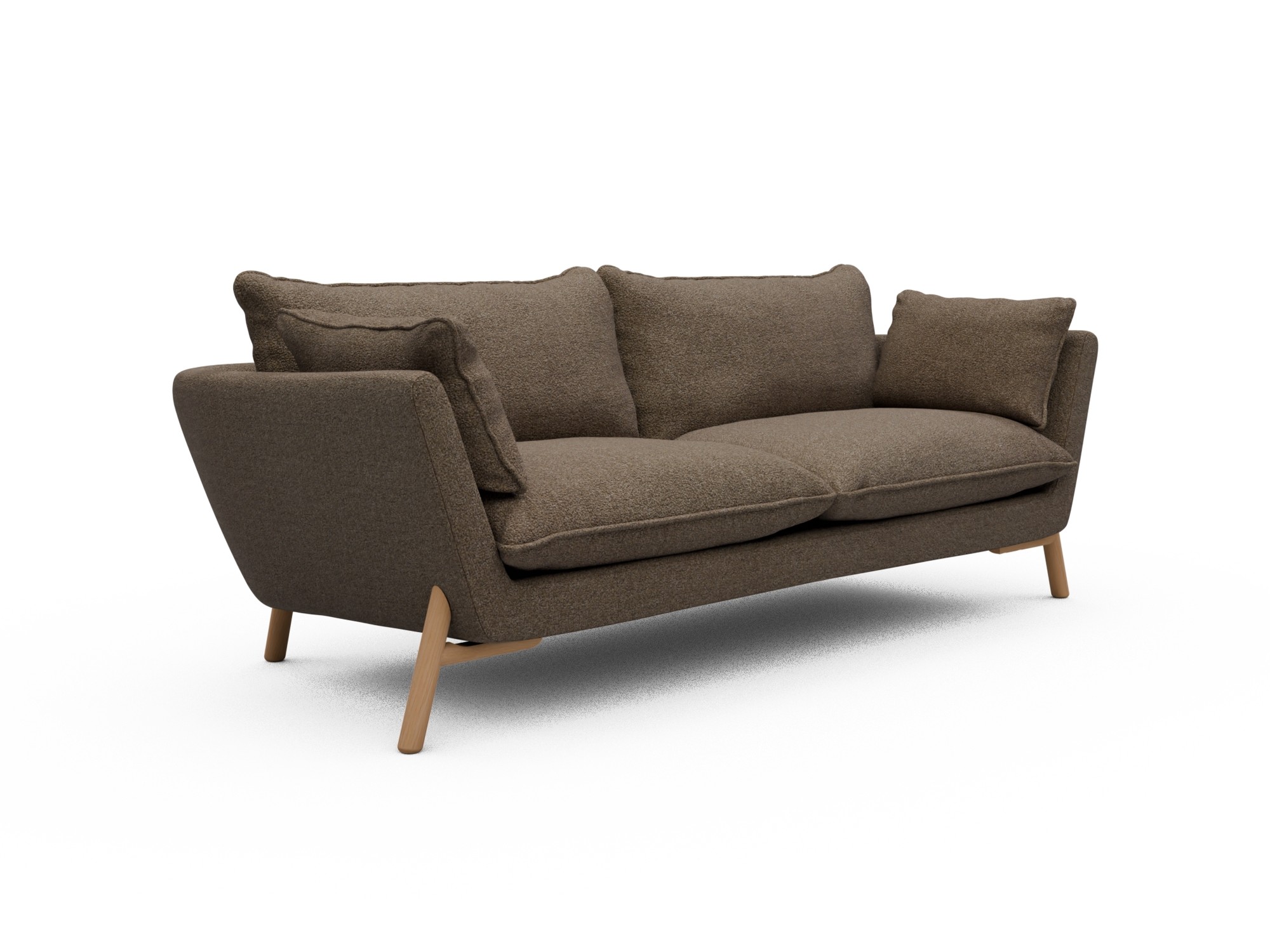 Skandi Home Sofa Emil Soft 3-Sitzer Beinfarbe Eiche Natur Aivi-Khaki-Brown moebelfaktor