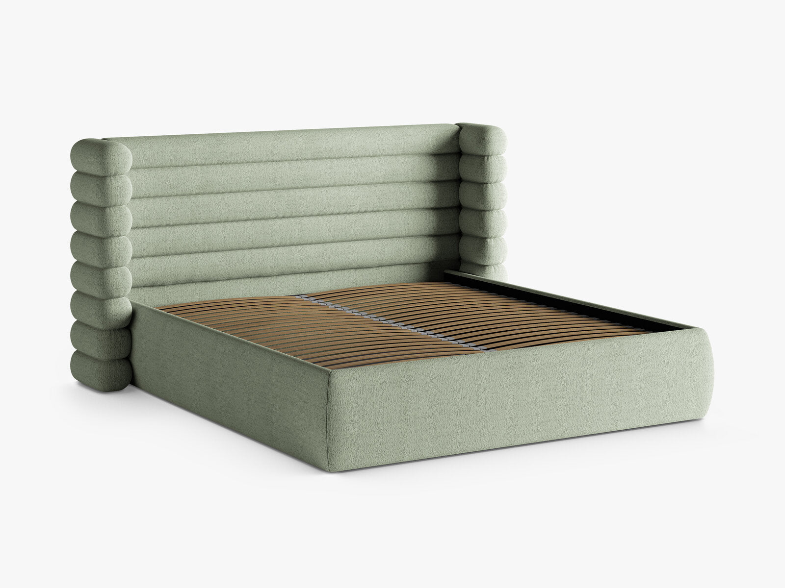 Micadoni Stauraumbett mit Kopfteil Mount Boucle Coral Minze 180x200